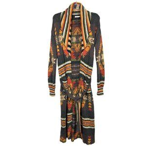 Faherty Paloma Duster Womens Medium Gray Western Aztec B Yellowtail Cardigan